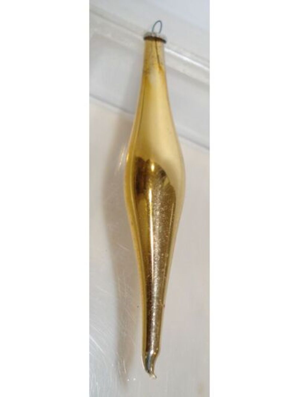 Vintage 1950s Gold Mercury Glass Icicle / Teardrop Christmas Ornament from Japan